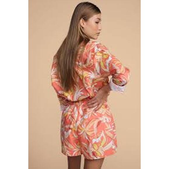 MIKOH Willa Cotton Pullon Shorts in Bora Bora 4WIL1C Papaya Orange NWT sz 1 XS/S - Picture 3 of 10